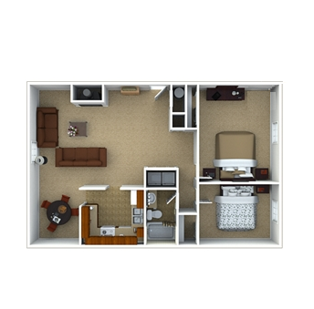 Floor plan for 2 beds, 1 bath, 1012 sqft